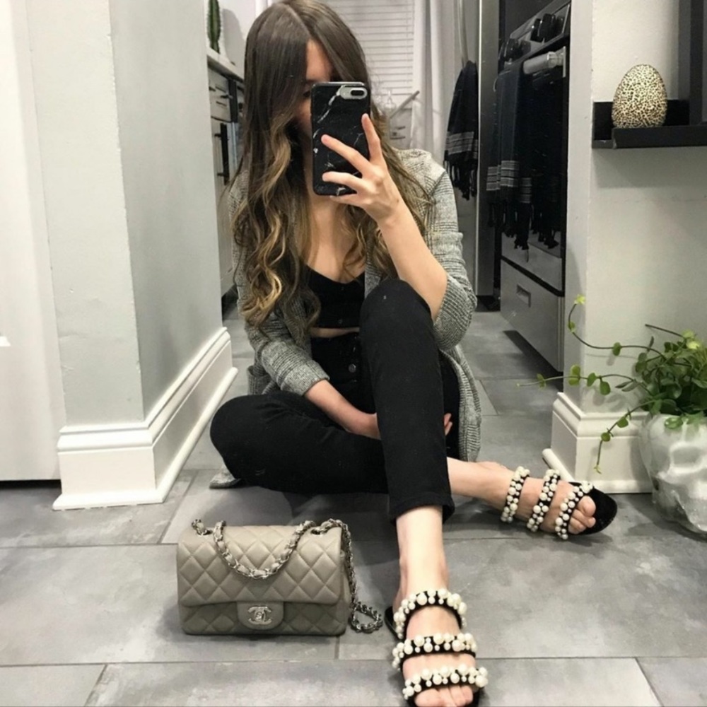 NWT Zara Flat Sandals with pearl embellished straps - Picture 4 of 17
